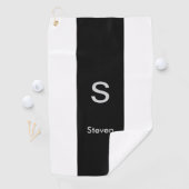Serviette De Golf Monogramme deux tons moderne noir et blanc (En situation)