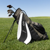 Serviette De Golf Monogramme deux tons moderne noir et blanc (Vert)