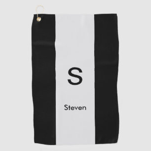 Serviette De Golf Monogramme Deux tons moderne noir et gris clair
