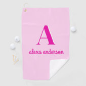 Serviette De Golf Monogramme Dolly Rétro Rose chaud (En situation)