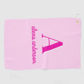 Serviette De Golf Monogramme Dolly Rétro Rose chaud (Horizontal)