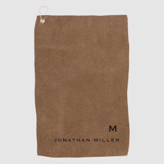 Serviette De Golf Monogramme d'or brossé Brown moderne (Devant)