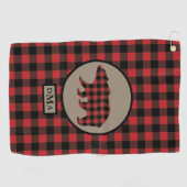 Serviette De Golf Monogramme d'ours de plaid de Buffalo (Horizontal)