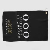 Serviette De Golf Monogramme drôle simple OOO noir blanc or hommes  (Horizontal)