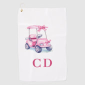 Serviette De Golf monogramme du chariot rose (Devant)