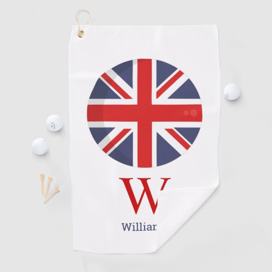 Serviette De Golf Monogramme du drapeau anglais (En situation)