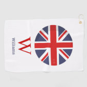 Serviette De Golf Monogramme du drapeau anglais (Horizontal)