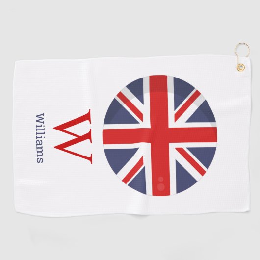 Serviette De Golf Monogramme du drapeau anglais (Horizontal)
