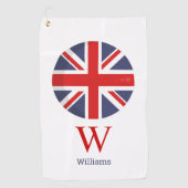 Serviette De Golf Monogramme du drapeau anglais (Devant)