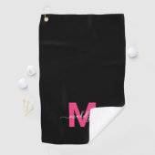 Serviette De Golf Monogramme du nom initial de Black Pink (En situation)