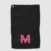 Serviette De Golf Monogramme du nom initial de Black Pink (Devant)