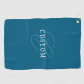 Serviette De Golf Monogramme élégant | Bleu océan (Horizontal)