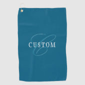 Serviette De Golf Monogramme élégant | Bleu océan (Devant)