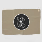 Serviette De Golf Monogramme élégant Brown Black Golf Towne (Horizontal)