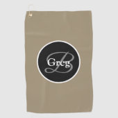 Serviette De Golf Monogramme élégant Brown Black Golf Towne (Devant)