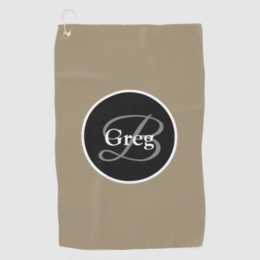 Serviette De Golf Monogramme élégant Brown Black Golf Towne (Devant)