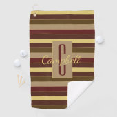 SERVIETTE DE GOLF MONOGRAMME ÉLÉGANT BROWN OR STRIPE MOTIF (En situation)