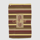 SERVIETTE DE GOLF MONOGRAMME ÉLÉGANT BROWN OR STRIPE MOTIF (Devant)