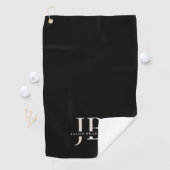 Serviette De Golf Monogramme élégant classique et nom noir (En situation)