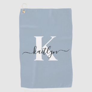 Serviette De Golf Monogramme élégant en bleu poussiéreux