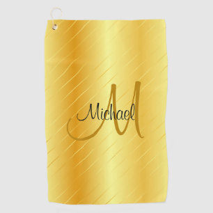 Serviette De Golf Monogramme Élégant Moderne Faux Gold Modèle