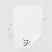 Serviette De Golf Monogramme élégant moderne Nom blanc (En situation)