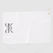 Serviette De Golf Monogramme élégant moderne Nom blanc (Horizontal)