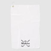 Serviette De Golf Monogramme élégant moderne Nom blanc (Devant)