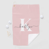 Serviette De Golf Monogramme élégant rose poudré gris (En situation)