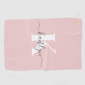 Serviette De Golf Monogramme élégant rose poudré gris (Horizontal)