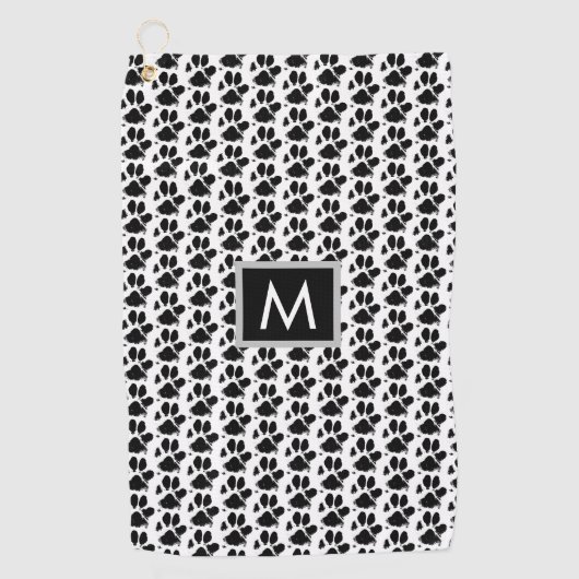 Serviette De Golf Monogramme Empreinte de patte maman chien (Devant)