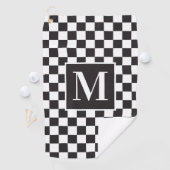 Serviette De Golf Monogramme en damier noir et blanc (En situation)
