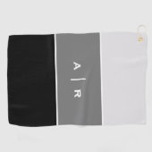 Serviette De Golf Monogramme en nuances de gris (Horizontal)