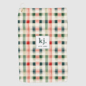 Serviette De Golf Monogramme En vichy doux À feuillage persistant (Devant)