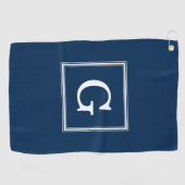Serviette De Golf Monogramme encadré de bleu marine (Horizontal)