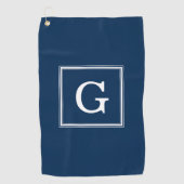 Serviette De Golf Monogramme encadré de bleu marine (Devant)