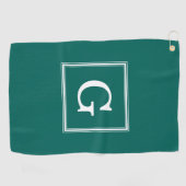 Serviette De Golf Monogramme encadré vert de la forêt (Horizontal)