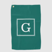 Serviette De Golf Monogramme encadré vert de la forêt (Devant)