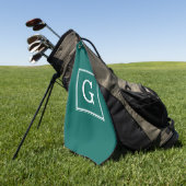 Serviette De Golf Monogramme encadré vert de la forêt (Vert)