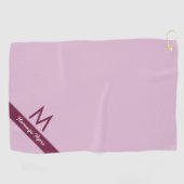 Serviette De Golf Monogramme et nom de Mauve rose et bordeaux (Horizontal)