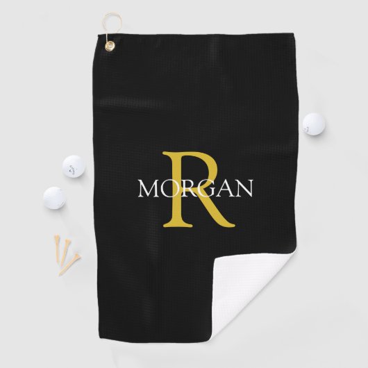 Serviette De Golf Monogramme et nom do-it-yourself tendance, Texte o (En situation)