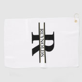 Serviette De Golf Monogramme et nom gras Noir/Or ID613 (Horizontal)