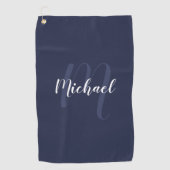 Serviette De Golf Monogramme et nom personnalisé moderne Navy Blue (Devant)
