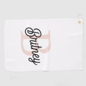 Serviette De Golf Monogramme et nom personnalisé moderne Pastel Pink (Horizontal)