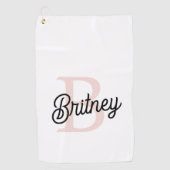 Serviette De Golf Monogramme et nom personnalisé moderne Pastel Pink (Devant)
