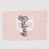 Serviette De Golf Monogramme et nom personnalisé moderne Pastel Pink (Horizontal)