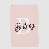 Serviette De Golf Monogramme et nom personnalisé moderne Pastel Pink (Devant)