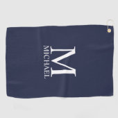 Serviette De Golf Monogramme et nom personnalisés bleu marine (Horizontal)
