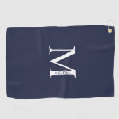 Serviette De Golf Monogramme et nom personnalisés bleu marine (Horizontal)