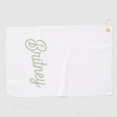 Serviette De Golf Monogramme et nom personnalisés de Sage Vert moder (Horizontal)